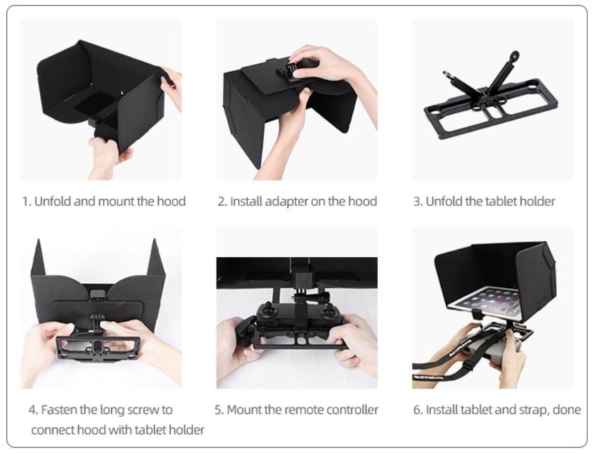 Držák tabletu se skládací sluneční clonou pro DJI drony 12